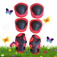 儿童平衡车护具自行车男女轮滑头盔运动7件套护膝护肘护腕防摔 护具-红色