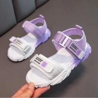 女童凉鞋2021新款小公主鞋女孩中大童时尚百搭儿童软底防滑沙滩鞋 紫罗兰 35 码内长约22.3