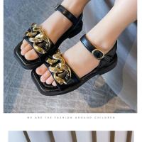 女童凉鞋2021夏季时尚百搭女童沙滩鞋中大童小女孩公主凉鞋 黑色 3环 26 内长16.3cm
