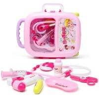 小孩打针儿童玩具套装拉杆箱医生行李箱过家家女孩护士仿真听诊器 声光8件套公主粉
