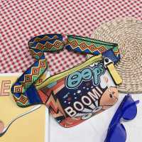 儿童挎包涂鸦胸包腰包男童女童零钱包韩版潮包包中大童单肩斜挎包 黄色[涂鸦]