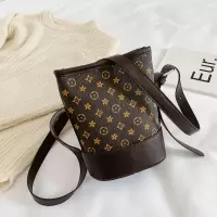 女童包包2020新款潮时尚儿童斜挎包洋气美爆小女孩公主老花水桶包 棕色老花[水桶]