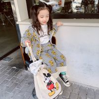 女童春秋运动套装2021新款早初秋休闲儿童洋气长袖两件套卫衣薄款[11月10日发完] 日系灰 48