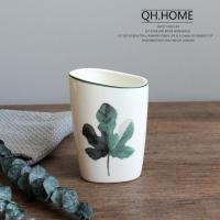 卫浴五件套北欧绿植陶瓷洗漱六件套浴室用品漱口杯结婚洗漱套装 不规则椭圆漱口杯-枫叶