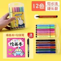 晨光水彩笔绘画套装小学幼儿童画笔套装美术宝宝涂鸦笔可水洗软头 硬头12色/ 收藏送2填色本+勾线笔