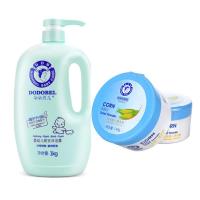 朵朵贝儿婴儿无泪舒眠沐浴露1000ml+ 140g纯天然玉米爽身粉带粉扑