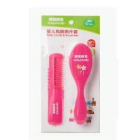 哆拉哆布婴儿梳刷套装 宝宝按摩头皮去胎癣0-1-2-3岁刷子梳子 红色