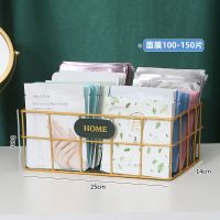 轻奢放面膜收纳盒ins桌面大容量化妆品装面膜盒子平放整理置物架 金色 中号 有皮垫lghm