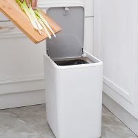压圈有盖北欧风垃圾桶家用按压式厨房卫生间客厅厕所厨房垃圾桶 13升 (大容量)# 象牙白单个装(垃圾袋不外露)