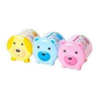 振兴卡通纸巾盒圆形可爱卷纸筒车载客厅带盖筒塑料纸筒抽筒 小熊和小狗图案随机发货