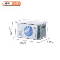 桌面收纳盒透明化妆品杂物办公桌书籍整理箱收纳书本零食储物盒子 透明中号-带盖