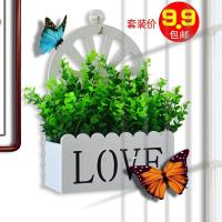 挂墙仿真花套装塑料假花小装饰品摆件家居客厅栅栏墙面壁挂件花篮 LO\/E挂墻(尤加利)