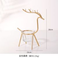 仿真绿植物假花多肉盆栽客厅摆设ins创意北欧室内桌面小摆件装饰 金色麋鹿