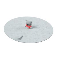 硅胶防臭地漏盖下水道防臭圆形厨房卫生间水塞隐形地漏水池密封盖 [加厚全覆盖]灰色小熊1个装