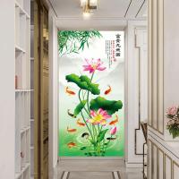 玄关自粘招财贴画楼梯走廊客厅过道装饰画移门玻璃贴画3D装饰贴画 S001款 小号:宽40cmX高80cm
