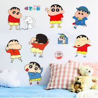探墙可爱蜡笔小新小美卡通动漫墙贴宿舍装饰壁纸防水自粘玻璃贴 小新开心玩耍45x30cm可分开贴