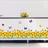 向日葵墙贴客厅电视背景墙温馨卧室宿舍装饰品雏菊太阳花贴纸贴画 7210向日葵栏栅 大号