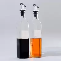 油瓶玻璃防漏家用厨房酱醋料酒调味瓶网红油瓶套装组合油瓶架油壶 加厚款500nl方油瓶 油瓶+料酒(送漏斗)