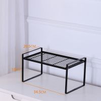 厨房橱柜台面多层铁艺置物架放锅架调味料收纳架碗架桌上多用书架 分层架小号(黑色)