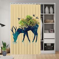 北欧麋鹿柜帘遮挡帘厨房橱柜遮丑帘衣柜鞋架书架置物架遮挡帘防尘 [北欧鹿1] [宽35CM*高50CM]