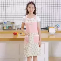 长袖围裙女厨房上班工作服可爱做饭新款时尚围裙长袖防水防油罩衣 郁金香粉色 单围裙