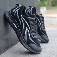 秋季全黑工作厨房鞋防水皮面男鞋防滑厨师鞋透气休闲鞋男士跑步鞋 193黑白[偏小一码] 39