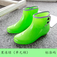 新款雨鞋女春夏秋韩版时尚女雨靴短筒花园防水鞋防滑加绒两用胶鞋 花园扣 果冻绿(无棉) 35