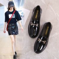 单鞋女真软皮小皮鞋2021夏季款黑色学生百搭平底单鞋乐福鞋豆豆鞋 A810黑色亮皮 35