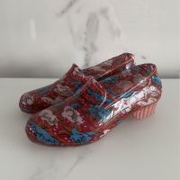 浅口女士雨鞋低帮中跟水鞋舒适防滑妈妈鞋厨房洗车干活防水胶鞋子 989中跟红花 36 偏小一码