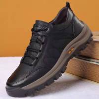 2021新款男鞋秋冬季休闲皮鞋男透气运动防滑登山鞋单棉可选运动鞋 [登山黑色单鞋] 39