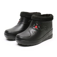 冬季加绒保暖雪地靴男女轻便防水户外洗车工作鞋冷库厨房保暖棉鞋 EVA棉6688黑色 41 适合40码脚