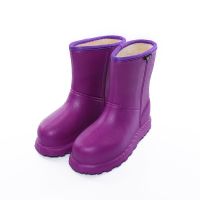 泡沫底雪地靴女士中筒冬季加绒EVA一体防水棉鞋厨房工作防滑雨鞋 罗兰紫色 加厚雪地靴703 37