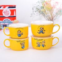 小黄人泡面碗带盖陶瓷学生宿舍家用密封保鲜碗创意卡通保鲜盒饭盒 小黄人5.25寸泡面碗