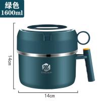304不锈钢饭盒儿童餐盒小学生便当盒防烫快餐杯饭缸食堂打饭神器 绿色 黄色保温袋