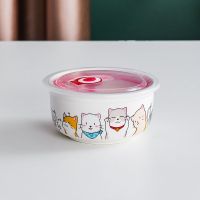 单个大号陶瓷碗带盖学生泡面碗易清洗防烫手柄保鲜碗带盖家用面碗 单个泡面碗+盖 Life卡通猫 5英寸保鲜碗+盖