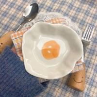 日式可爱拉面碗面店ins风少女心水蜜桃手绘泡面碗可爱软萌日式 可爱荷包蛋碟子