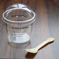 一次性木木糠杯蛋糕杯圆形慕斯杯子带盖布丁甜品提拉米苏透明塑料 咖啡字[带盖带勺]20只