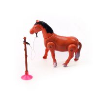 儿童玩具电动马旋转拉车小马绕桩马拉磨仿真创意益智男孩礼物批发 小马绕桩[红色] 自备电池(3%客户选择)