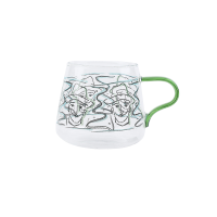 NOME诺米梵高联名玻璃杯家用咖啡杯子带把ins办公室情侣水杯耐热 自画像绿色