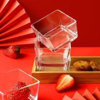 四方小碗水果碗玻璃甜品碗家用干果小碟子客厅坚果碗分格盘子 两只四方碗