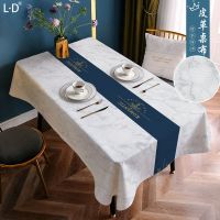 餐桌布防水防油可擦防烫免洗PVC野餐现代简约茶几书桌布长方桌子 大理石皇冠-藏蓝色 100*100cm方桌-环保