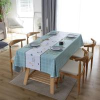 北欧桌布防水防油防烫免洗PVC餐桌布长方形家用台布茶几布书桌垫 绿铯采喋 90*90cm
