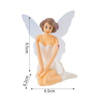 生日蛋糕装饰摆件白色花仙子唯美精灵少女翅膀烘焙小仙女蛋糕插件 塑料(跪姿)单只花仙子5个装