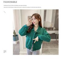 2021春秋新款韩版小个子宽松百搭休闲上衣潮派克服工装短外套女潮 绿色 S 建议100斤以下