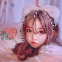 原创手作洛丽塔发箍天使柄/天使之书头饰百搭华丽蝴蝶结珠链KC 奶白