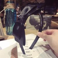 韩国新款布艺炫彩手工双层蝴蝶结宽边带齿防滑发箍头箍发饰女式 黑色