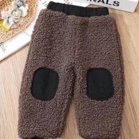 儿童秋冬保暖套装新款女童韩版羊羔绒毛毛衣女宝宝加绒加厚两件套 咖啡色 加绒 单裤 80 建议身高70-76