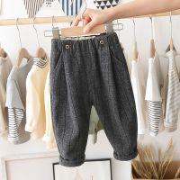 宝宝加绒裤秋冬季中小童休闲裤儿童裤子韩版男女童加厚毛呢长裤潮 灰色 (加绒加厚) 80 (可开档)