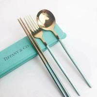 蒂芙尼T家Tiffany蒂芙尼这套简约大气之美的勺子叉子筷子三件套