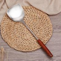[永久换新]不锈钢勺子锅铲套装厨房家用炒菜用的铲子长柄汤勺 锅铲[高温碳化]实木手柄 [镇店之宝]永久换新